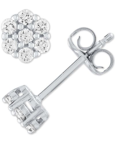 Forever Grown Diamonds Lab Grown Diamond Cluster Stud Earrings (1/4 Ct. T.w. - Metallic