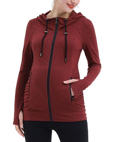 Kimi + Kai Kimi + Kai Maternity Essential Ruched Hooded Active Jacket - Red