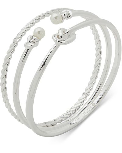 Anne Klein Silver-tone 3-pc. Set Knot & Imitation Bangle Bracelets - White