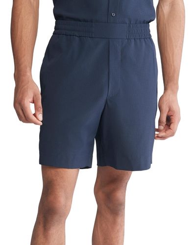 Calvin Klein Classic-fit Textured 7" Seersucker Shorts - Blue