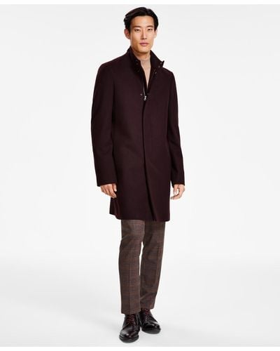 Calvin Klein Slim-fit Mayden Wool Blend Overcoats - Purple