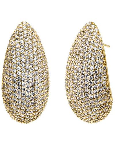 By Adina Eden Pave Puffy Oval On The Ear Stud Earring - White