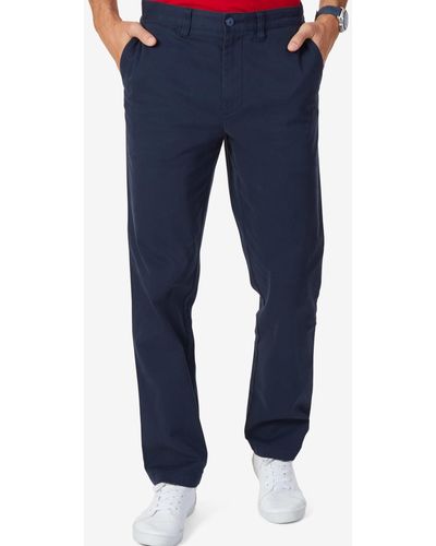 Nautica Classic-fit Stretch Solid Flat-front Chino Deck Pants - Blue