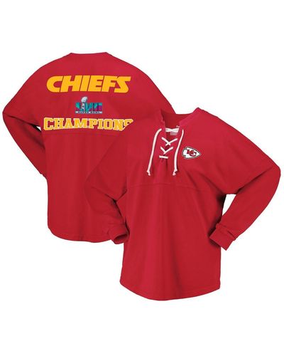 Fanatics Kansas City Chiefs Super Bowl Lvii Champions Lace-up Long Sleeve T-shirt - Red