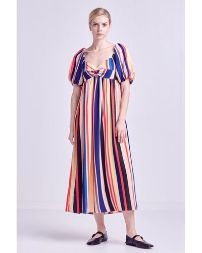English Factory Color Stripe Maxi Dress - White