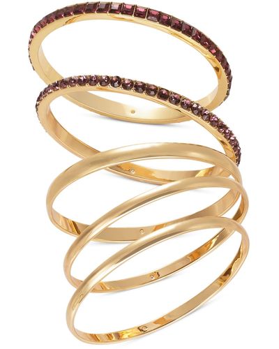 INC International Concepts Gold-tone 5-pc. Set Stone & Polished Bangle Bracelets - Metallic