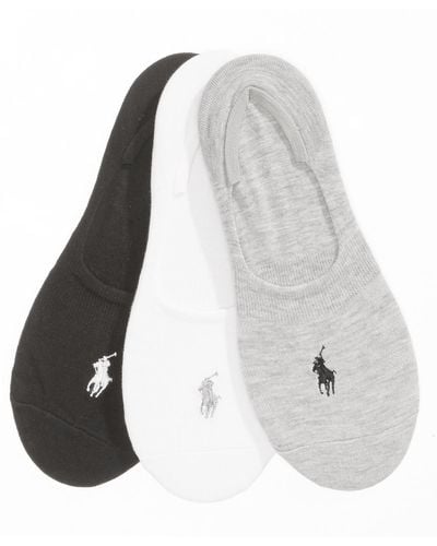 Polo Ralph Lauren 3 Pack Flat Knit Sneaker Liner Socks - White