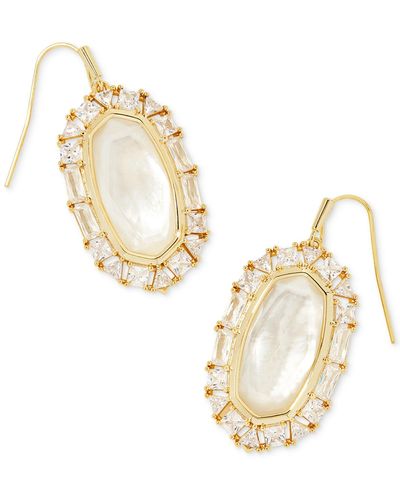 Kendra Scott 14k Gold-plated Crystal-framed Mother-of-pearl Drop Earrings - Metallic
