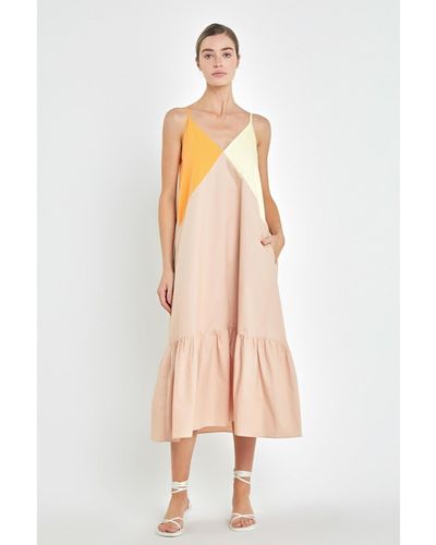 English Factory Color Block Maxi Dress - Natural