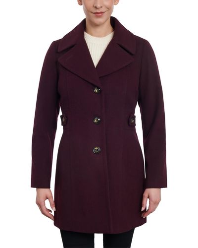 Anne Klein Petite Single-breasted Notched-collar Peacoat - Purple