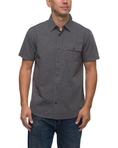 Reef Winfred Short Sleeve Poplin Shirt - Gray