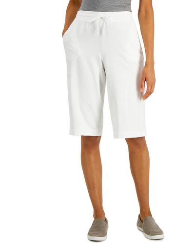 Karen Scott Petite Knit Skimmer Shorts - White
