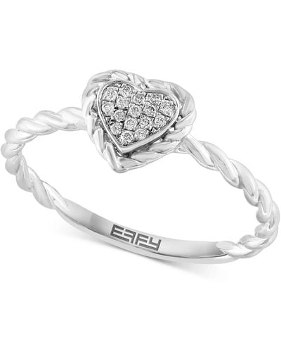 Effy Effy Diamond Pave Heart Rope Ring (1/20 Ct. T.w. - White
