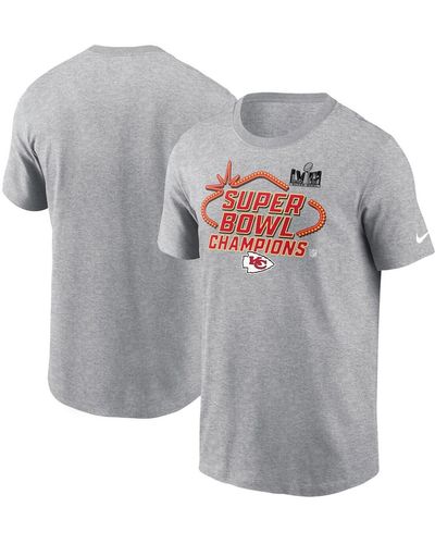 Nike Kansas City Chiefs Super Bowl Lviii Champions Locker Room Trophy Collection Tall T-shirt - Gray