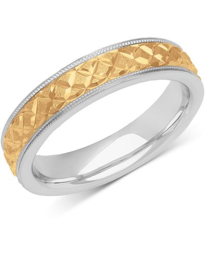 Macy's Quilt Carved Wedding Band - White