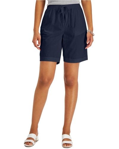 Karen Scott Gemma Cotton Shorts, Created For Macy's - Blue