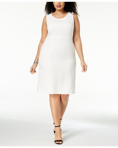 Kasper Plus Size Crepe Sheath Dress - White