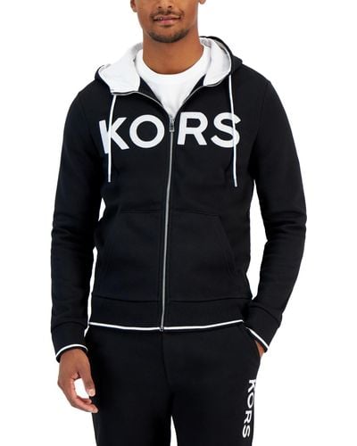 Michael Kors Zip-front Fleece Logo Hoodie - Blue