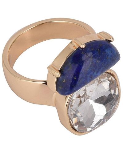 Laundry by Shelli Segal Gold Tone Crystal Stone And Semi-precious Stone Cocktail Ring - Blue