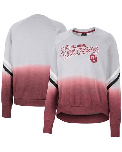 Colosseum Athletics Oklahoma Sooners Cue Cards Dip-dye Raglan Pullover Sweatshirt - Pink