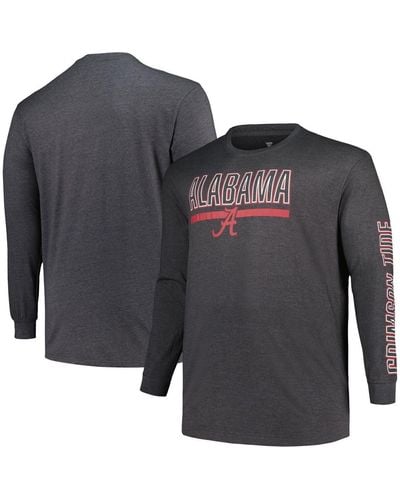 Profile Alabama Crimson Tide Big And Tall Two-hit Graphic Long Sleeve T-shirt - Gray