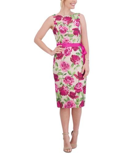 Eliza J Floral-embroidered Sheath Dress - Pink