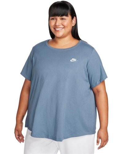 Nike Plus Size Active Sportswear Club Essentials Short-sleeve T-shirt - Blue