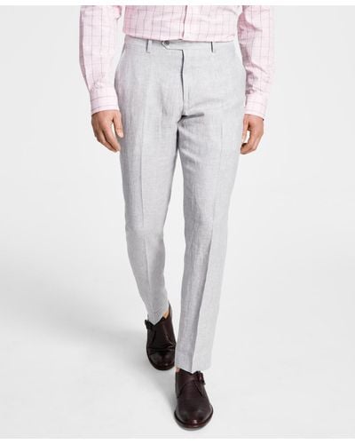 Tommy Hilfiger Modern Fit Flex Stretch Linen Suit Pants - Gray