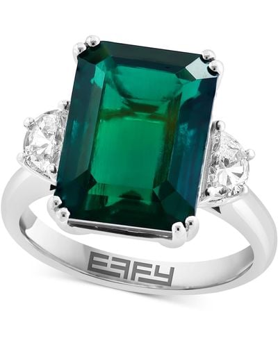 Effy Effy® Lab Grown Emerald (7-1/8 Ct. T.w.) & Lab Grown Diamond (1/2 Ct. T.w.) Ring In 14k White Gold - Green
