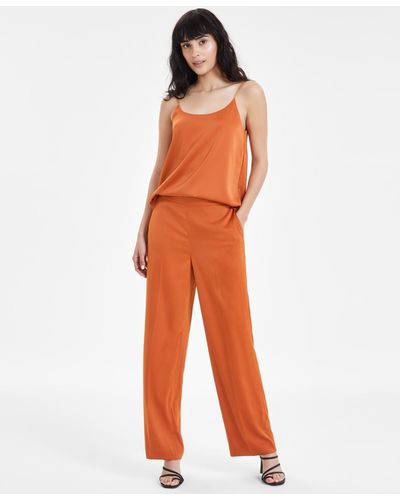 BarIII Pull-on Elastic-back Pants - Orange