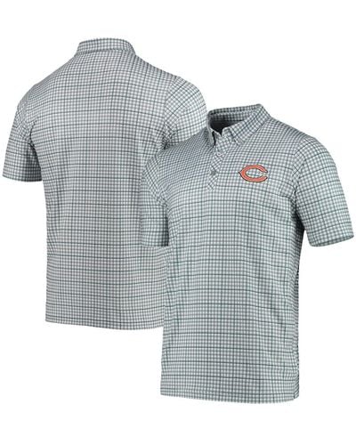 Antigua Gray And Navy Chicago Bears Deliver Button-down Polo Shirt - Blue