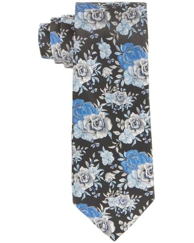 Tayion Collection Royal Blue & White Floral Tie