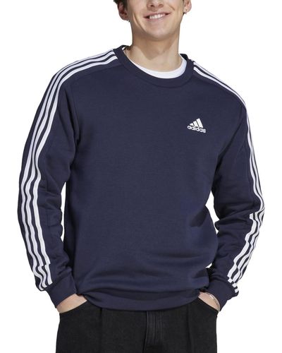 adidas Essentials Fleece 3 stripes Sweatshirt in Gray for Men Lyst