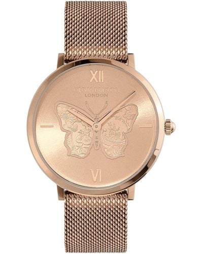 Olivia Burton Signature Butterfly -tone Stainless Steel Mesh Watch 35mm - Natural
