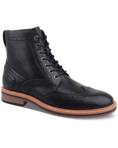 Club Room Axford Lace-up Wingtip Boots - Black