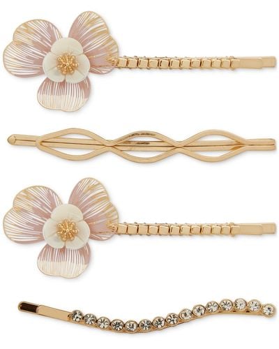 Lonna & Lilly 4-pc. Gold-tone Pave & Openwork Flower Bobby Pin Set - White