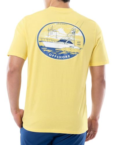 Guy Harvey Offshore Fishing Boat Logo Graphic T-shirt - Yellow