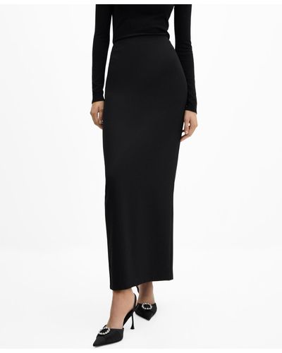 Mango Straight Long Skirt - Black