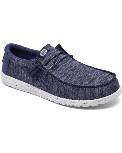 Hey Dude Wally Sport Knit Casual Moccasin Sneakers - Blue