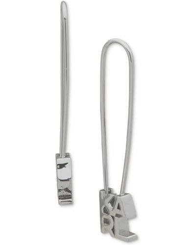 Karl Lagerfeld Logo Safety Pin Threader Earrings - White