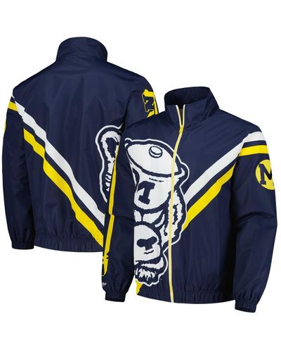 Mitchell & Ness Michigan Wolverines Exploded Logo Warm Up Full-zip Jacket - Blue