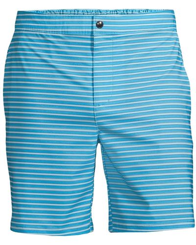Lands' End Lined 7" Hybrid Swim Shorts - Blue