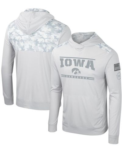Colosseum Athletics Iowa Hawkeyes Oht Military-inspired Appreciation Long Sleeve Hoodie T-shirt - Gray