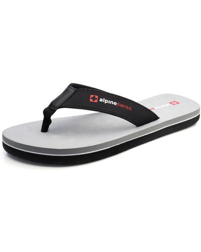 Alpine Swiss Flip Flops Beach Sandals Eva Sole Lightweight Comfort Thongs - Black