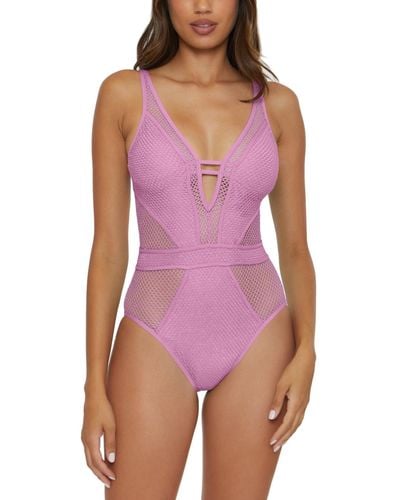 Becca Network Plunge-neck One-piece Swimsuit - Purple