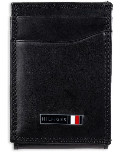 Tommy Hilfiger York Magnetic Leather Wallet - Black