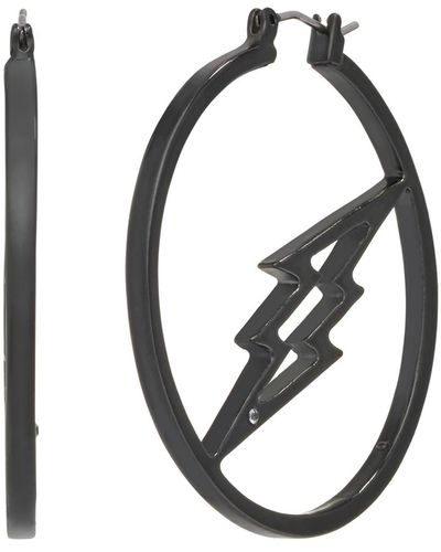 Steve Madden Lightning Bolt Hoop Earrings - Metallic