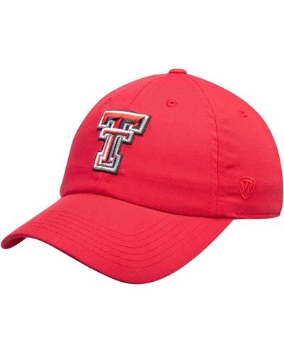 Top Of The World Texas Tech Raiders Primary Logo Staple Adjustable Hat - Red
