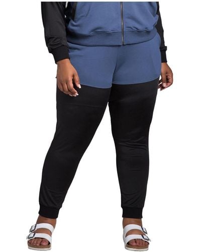 Poetic Justice Plus Size Curvy Fit Contrast Blocked jogger - Blue