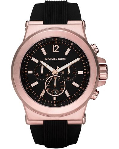 Michael Kors Black & Rose Gold Tone Watch, 45mm - Pink